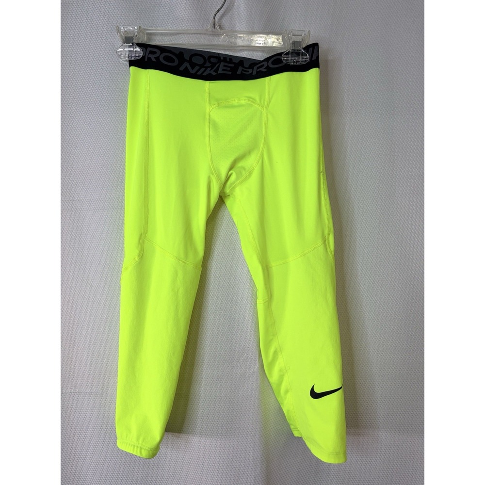 Nike Boys PRO 3/4 Length Tights - CK4542 702 - Volt Neon - Size L- RARE COLOR